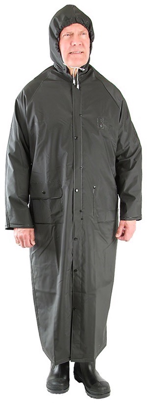 black pvc raincoat